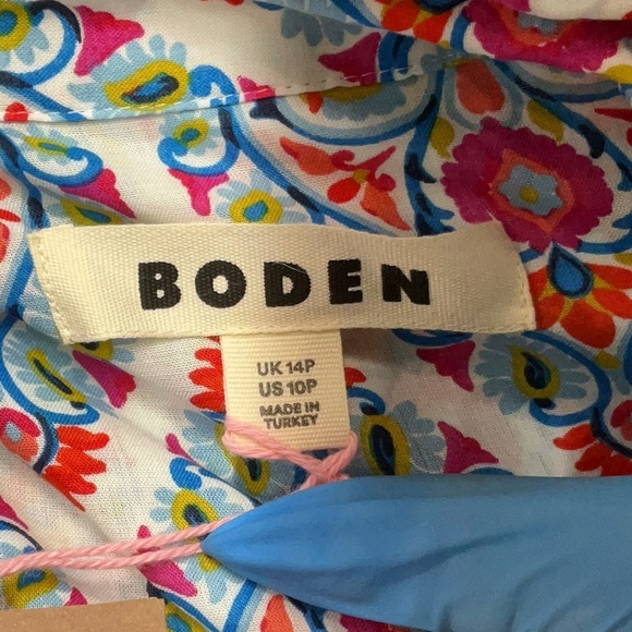 NWT Boden Paisley Long Sleeve Midi Dress 100% Cotton Size 10 Petite - Picture 8 of 14